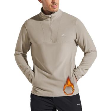 Imagem de Willit Suéter masculino de lã com zíper de 1/4 para clima frio Golf moletom térmico com bolsos, Chá Láctea, XG