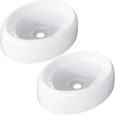 Imagem de Kit 02 Cubas de Apoio Oval Para Banheiro Lavabo C01 Capri O39 Branco -