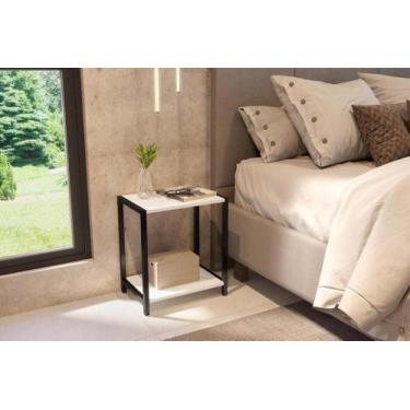 Imagem de Mesa Lateral de Cama Branca com Design Industrial - Ruffino Designer