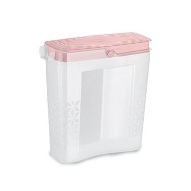 Imagem de Porta Sabão Em Po Dispenser C/ Tampa Lavanderia Plástico - Uz, Rosa