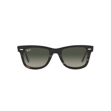 Imagem de Ray-Ban Óculos de sol quadrados RB2140F Wayfarer Low Bridge Fit Original, Cinza listrado/cinza dégradé, 52 mm