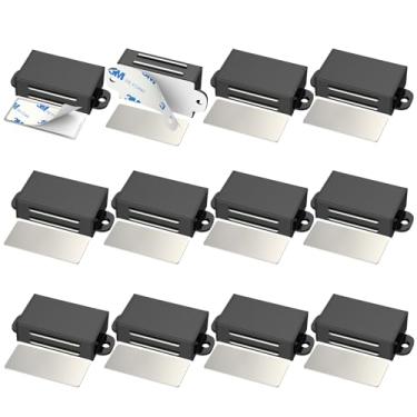 Imagem de Adesivo magnético para porta de armário Jiayi pacote com 12 trava magnética preta para armário trava magnética de aço inoxidável para armário fecho magnético de porta para armário fecho de porta para