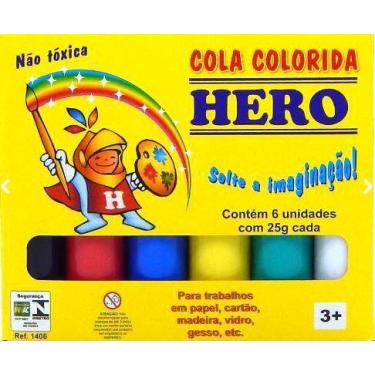 Imagem de Cola Colorida Tinta Escolar artística 6 Cores- kit 5 caixas - Mor, col