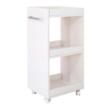Imagem de Carrinho Auxiliar Basic Salão de Beleza Studio Branco Mdf Tx Com Rodin