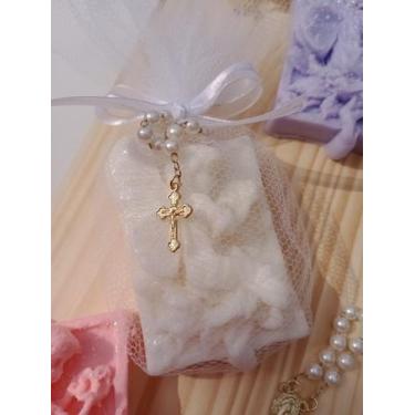 Imagem de Anjinho em Sabonete Hidratante com Terço Lembrancinha 10 un - Likare H