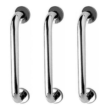 Imagem de Barra de Apoio Kit 3 Uni Alça Aço Inox 40cm Criança Gestante Acessibil