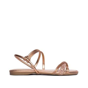 Imagem de Sandália Rasteira Infantil Pink Cats com Brilho Ouro Rosado, Ouro rosa