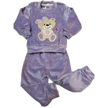 Imagem de Conjunto Bebê Menina Pelo Bordado Inverno Lessa Kids B8888, Lilás, M (