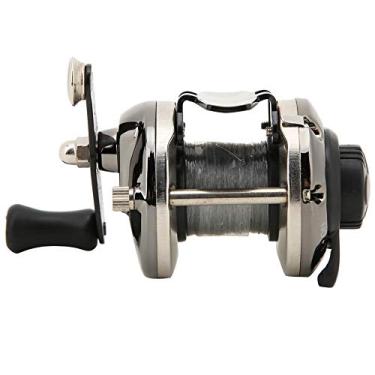 Imagem de Carretel de pesca no gelo portátil inverno pequena placa roda lateral carretel com linha relação de engrenagem para pesca tipo de peixe cor preta e características ajustáveis (Preto)