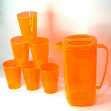 Imagem de Conjunto C/6 Copos 220ml e C/1 Jarra 1,8L Linda de Acrílico - Maior Ve