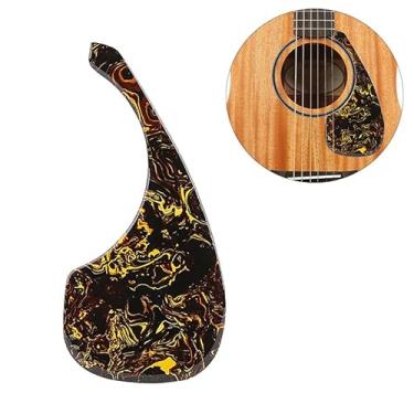 Imagem de Hsyok Protetor de palheta de guitarra acústica com autoadesivo, placa grossa antiarranhões fácil de instalar, para peças de reposição de guitarra folk (padrão de polpa amarela)