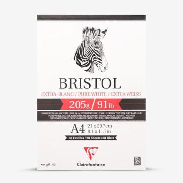 Imagem de Clairefontaine Bloco de Papel Desenho Bristol A4 205g/m², 96173C, Branco