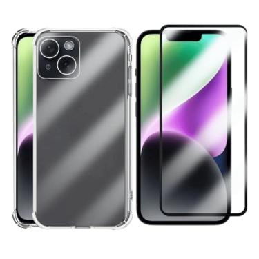 Imagem de Capa Capinha Case Anti Impacto Transparente Premium Silicone + Película de Vidro 3D Compatível iPhone 14 Plus