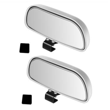 Imagem de SANMLX Espelho de ponto cego, espelho retrovisor de vidro HD grande angular ajustável universal para carros, SUV e caminhões, 14,5 cm x 6,3 cm, prata