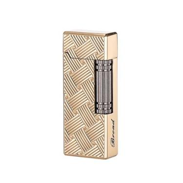 Imagem de (Sem butano) Isqueiro de metal butano com pederneira, chama macia, design de dragão, acendedor de vela (teia dourada)