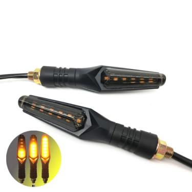 Imagem de SPNUVR 2 peças de seta universais para motocicletas 6 LEDs para Kawasaki Honda Suzuki BMW KTM Yamaha Moped Scooter Dirt Bike MSX X-ADV R125 FZ1 Luzes piscantes de seta indicadoras de fluxo de água (2