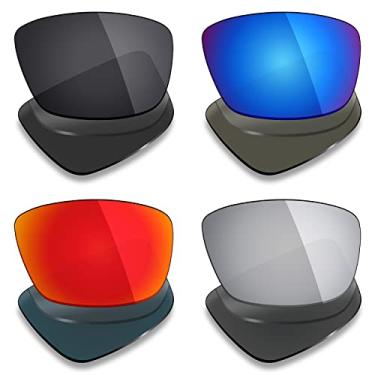Imagem de Mryok 4 pares de lentes polarizadas de substituição para óculos de sol Spy Optic Dirty Mo 2 - Stealth Black/Fire Red/Ice Blue/Silver Titanium