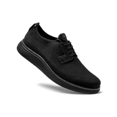 Imagem de CANLES ModernistLook Glideo Sapato social masculino de malha com suporte de arco bico largo respirável para fascite plantar e alívio de dores nos pés, Noir, 13.5 Wide