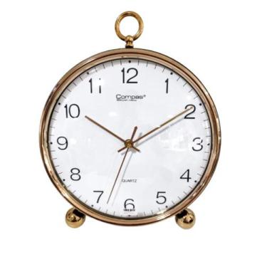 Imagem de Relógio Mesa Retro 28.5X35X6.5Cm Dourado Fundo Verde - Relogio de mesa
