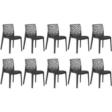 Imagem de Kit 10 Cadeiras De Jantar Gruvyer Design Em Polipropileno - Preto