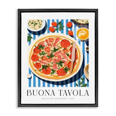 Imagem de Stupell Industries Buona Tavola Classic Pizza Black Framed Floater Canvas Wall Art Design por Lettered and Fored, 25 x 31