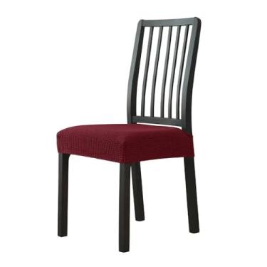 Imagem de Almofada de jacquard de elastano para sala de jantar, capa de assento de cadeira sólida sem encosto, protetor de móveis, vinho tinto, 1 peça