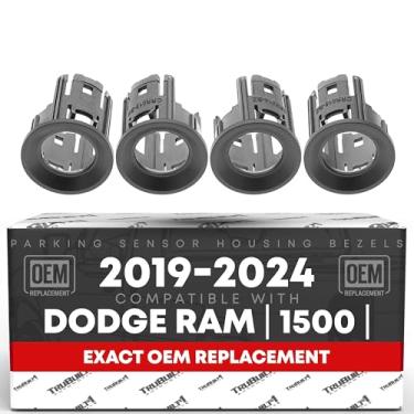 Imagem de TRUBUILT1 AUTOMOTIVE Moldura da carcaça dos sensores de estacionamento, 4 peças do lado do motorista dianteiro e do passageiro - compatível com Dodge Ram 1500 2019-2024 - Moldura do sensor de auxílio