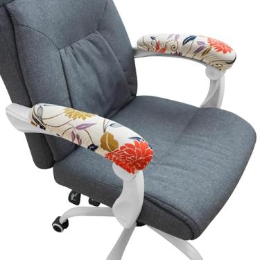 Imagem de FORCHEER Capas de apoio de braço para cadeira de escritório, 38 cm, elástico, floral, 2 peças, estampadas, para cadeira de jogos, computador, mesa, lavável, refil