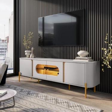 Imagem de Conjunto Painel e Rack Grécia Naturalle Off White - CASA H