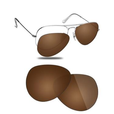 Imagem de Fiskr Lentes polarizadas de substituição compatíveis com óculos de sol RayBan Aviator RB3025 58 mm, resistente a impactos e ajuste perfeito - marrom âmbar