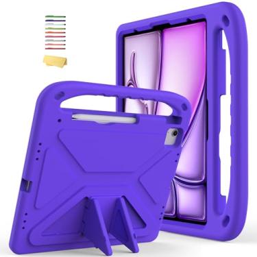 Imagem de UUcovers Capa infantil para iPad Air 33.0 cm M2 2024 com suporte/alça/caneta stylus porta-lápis, leve, macio, EVA, resistente, à prova de choque, resistente, dobrável, capa protetora para meninas e
