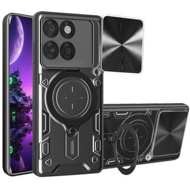 Imagem de YSNZAQ Capa protetora para Motorola Edge 60 Fusion (não Edge 60), janela de empurrar para lentes, capa protetora à prova de choque de grau militar com suporte para Moto Edge 60 Fusion CQ preta