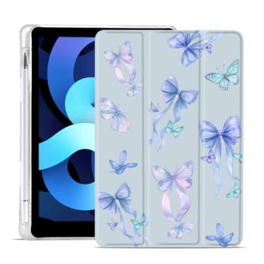 Imagem de MAYCARI Capa moderna com laços de guirlanda de borboleta para iPad 10 polegadas 2022 com suporte para lápis, padrão original para iPad 10ª geração de TPU macio, capa protetora traseira, hibernar