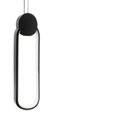 Imagem de Luminária Pendente Minimalista Oval Led Moderno Preto PD04