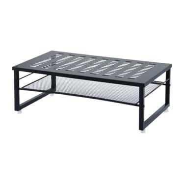 Imagem de FVDPWYE Suporte para de computador, mesa de metal, multifuncional, prático e resistente, 2 níveis, para impressoras de apartamento, Preto