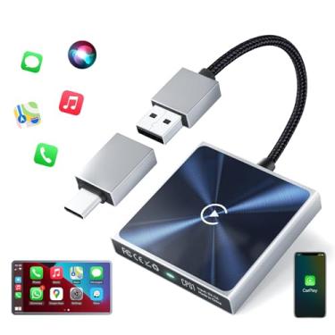 Imagem de Adaptador CarPlay sem fio – Super mini plugue 2 em 1 converte dongle com fio para carro sem fio para Apple iPhone iOS 10+, conectividade instantânea, adequado para carros com CarPlay integrado, preto