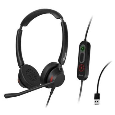 Imagem de Fone de ouvido Nucleon U2422 USB-A/C, fones de ouvido para call center com controles embutidos, cancelamento de ruído, conforto o dia todo