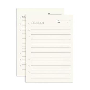 Imagem de NatSumeBasics Pacote com 2 enchimentos de agenda A5, refil de papel, 90 folhas de 14 x 20 cm, 6 furos para diário de viagem pessoal (papel de linha A5)
