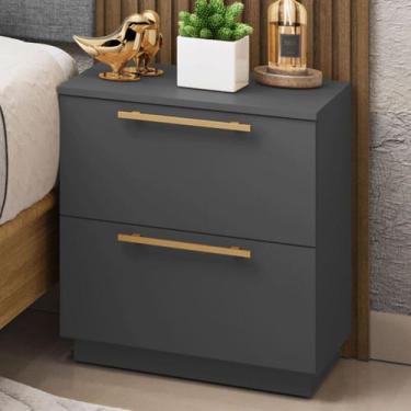 Imagem de Mesa de Cabeceira Denver 2 Gavetas Alasca - Pnr Móveis, Cinza, Moderno