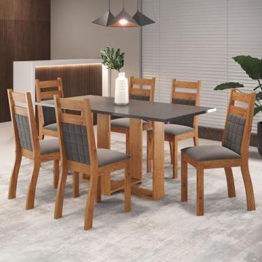 Imagem de Mesa de Jantar 6 Lugares Caiçara Mel/Cinza/Grafite - Panorama Móveis, 