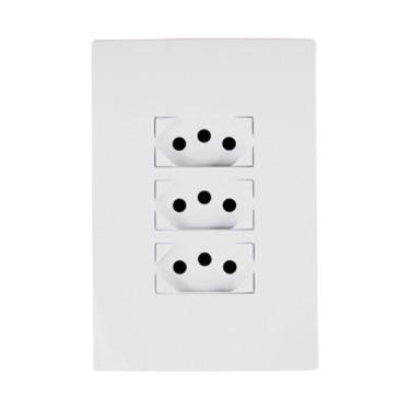 Imagem de Tomada Elétrica Tripla Branca 20A Completa Linha I9 - Ilumi