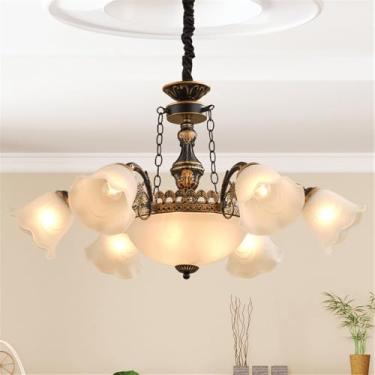 Imagem de Ustre E Lâmpada Pendente LED De Luxo: Estilo Retro Americano Com Toque Europeu, Ideal Para Sala De Estar, Restaurante, Quarto, Estudo, Villa, Hotel E Café (H B 6 Luzes)