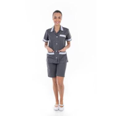 Imagem de Kit com 2 Conjuntos de Bermuda e Jaleco em Tecido Algodão para Copeira