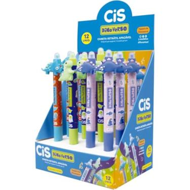 Imagem de Kit de Canetas Apagáveis, Sertic, Cis Dino, Verso, Retrátil, 0,7 mm, 3 modelos, Sortidas, 12 Unidades
