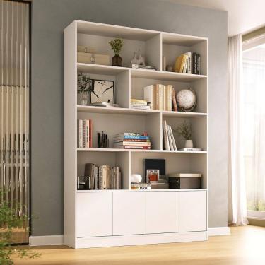 Imagem de Estante de Livros 100% Mdf 4 Portas 8 Nichos Versatile Branco