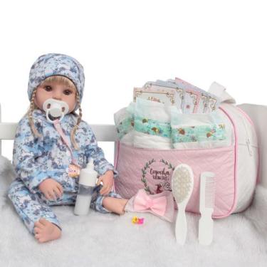 Imagem de Boneca Reborn Bebê Realista Loira Com Bolsa Pijama Unicórnio - Cegonha