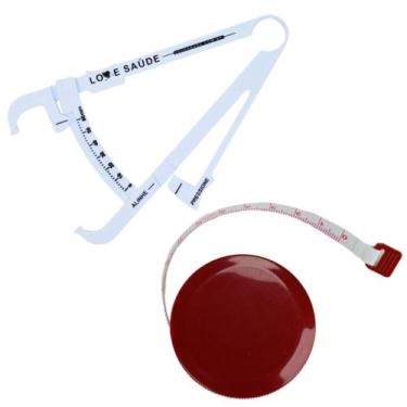 Imagem de Kit Avaliacao Fisica Medir Gordura Corporal Fita Metrica Adipometro - 