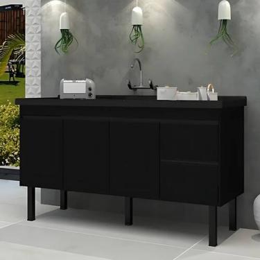 Imagem de Gabinete de Cozinha 2 Gavetas 3 Portas 141cm Balcão 100% Mdf - Rainha 