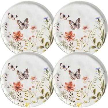 Imagem de Jogo 4 Pratos de Sobremesa 21,5cm Cerâmica Borboletas Bio Encanto Port