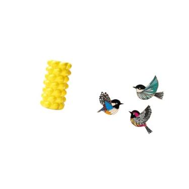 Imagem de Fenteer Vaso de Flores de Porcelana E Arranjo de Arte de Parede de Pássaros de Madeira para Mesa de Sala de Estar E Jardim, Decoração de Sala de Estudo, Recip